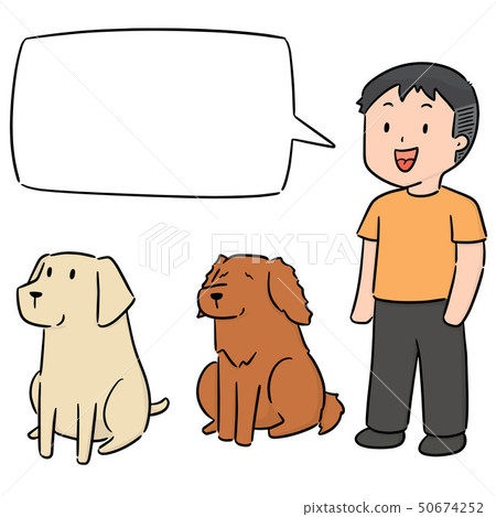 vector set of man and dog vector set of man and dog 50674252