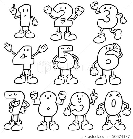 vector set of number cartoon 50674387