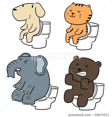 vector set of animal using flush toilet 50674411