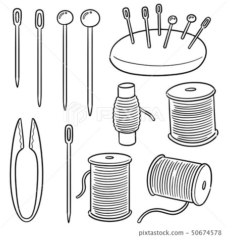vector set of sewing accessories - Stock Illustration [50674578] - PIXTA