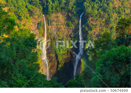 Tad Fan waterfall in The deep forest in Laos Tad Fan waterfall in The deep forest in Laos 50674899