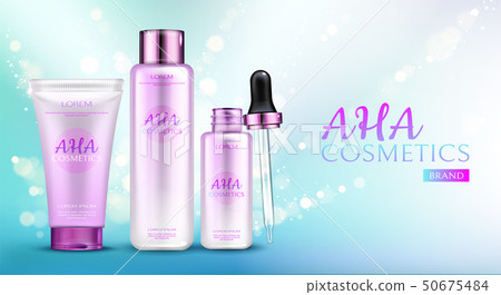 Aha cosmetics line on blue gradient background 50675484