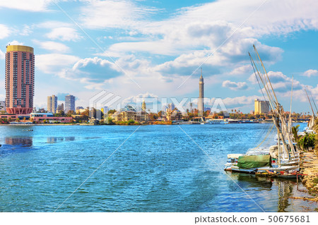 Cairo view, the Tower and hotels in the harbour of Nile, Egypt Cairo view, the Tower and hotels in the harbour of Nile, Egypt 50675681
