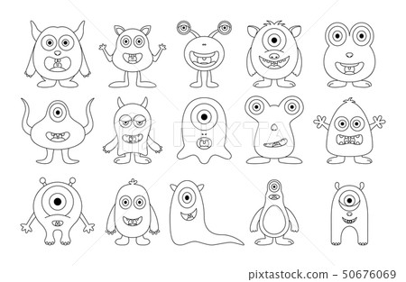 Set of cute monster on white background 50676069