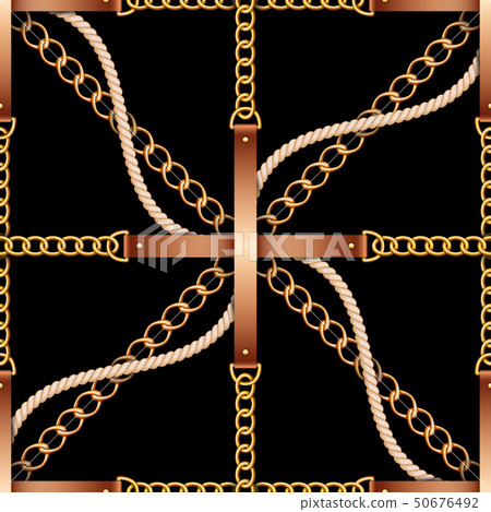 Seamless pattern with belts, chains and rope 50676492