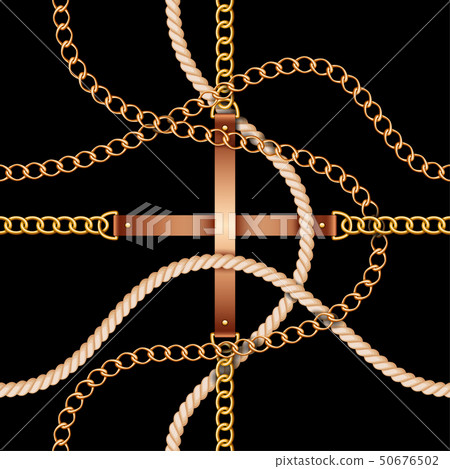 Seamless pattern with belts, chains and rope Seamless pattern with belts, chains and rope 50676502