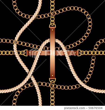 Seamless pattern with belts, chains and rope Seamless pattern with belts, chains and rope 50676504