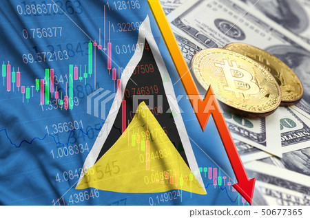Saint Lucia flag and cryptocurrency falling trend Saint Lucia flag and cryptocurrency falling trend 50677365