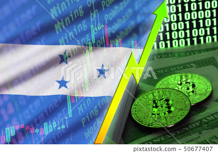 Honduras flag and cryptocurrency growing trend 50677407