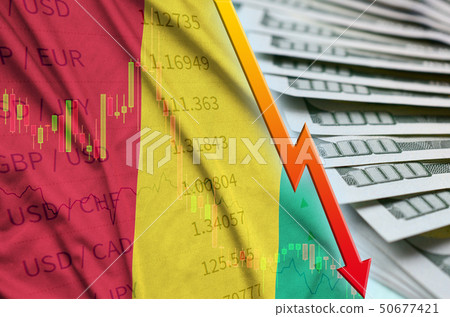 Guinea flag and chart falling US dollar position 50677421