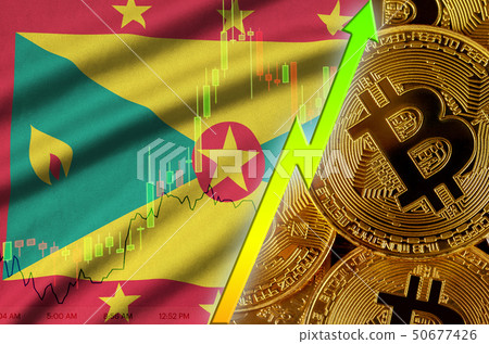Grenada flag and cryptocurrency growing trend with Grenada flag and cryptocurrency growing trend with 50677426