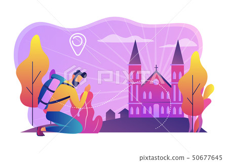 Christian Pilgrimages Concept Vector Illustration. - Stock Illustration ...