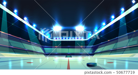 hockey arena, ice rink with puck 50677719