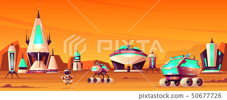 Future colony on mars cartoon concept 50677726