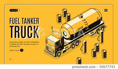 Loaded fuel tanker truck isometric website Loaded fuel tanker truck isometric website 50677743