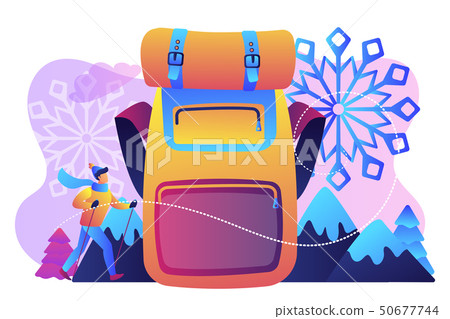 Winter hiking concept vector illustration. 50677744