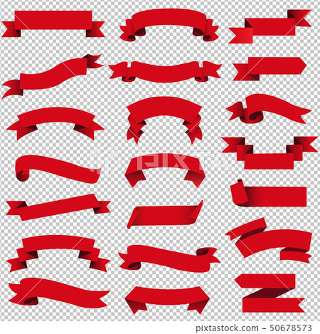 Retro Red Web Ribbon Set Transparent Background 50678573