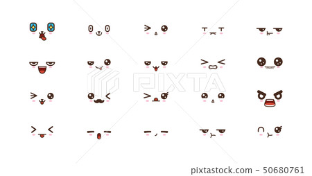 Kawaii cute faces smile emoticons. Japanese emoji 50680761