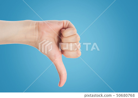 Pointing gesture. Female hand shows index finger 50680768