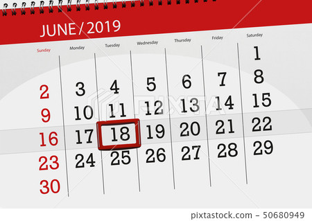 Calendar june 2019, deadline day, 18, tuesday 50680949