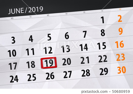 Calendar june 2019, deadline day, 19, wednesday 50680959