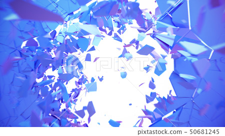 Broken wall dark pastel-violet color. Wall shatters into thousands of small pieces. Abstract Broken wall dark pastel-violet color. Wall shatters into thousands of small pieces. Abstract 50681245