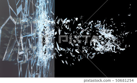 Abstract Broken Glass Into Pieces Wall Of Stock Illustration