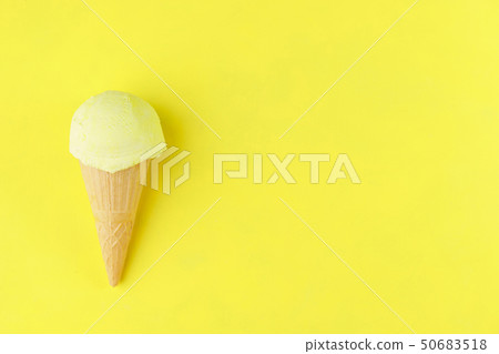 Ice-cream scoop in waffle cone, copy space Ice-cream scoop in waffle cone, copy space 50683518