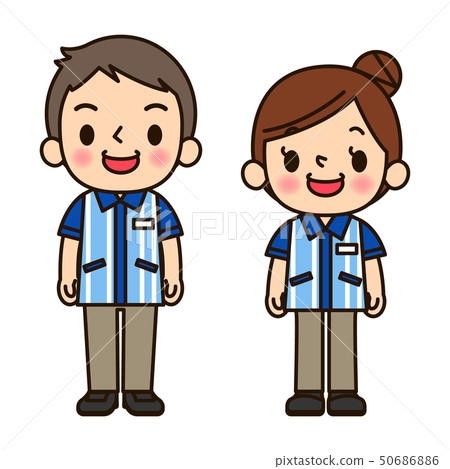 在便利店的統一男性和女性微笑 50686886