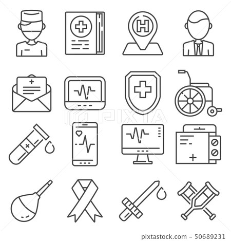 Medical line icons set on white background - Stock Illustration ...