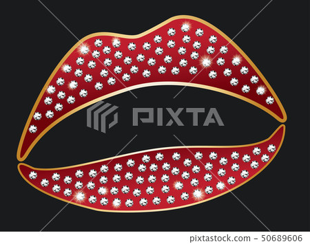 Red lips with diamonds 50689606