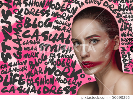 Beauty woman face portrait with perfect skin 50690295