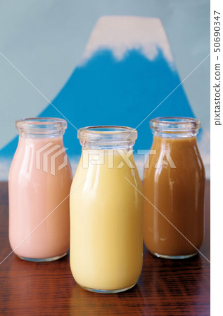 Fruit milk and coffee milk and strawberry milk Fruit milk and coffee milk and strawberry milk 50690347