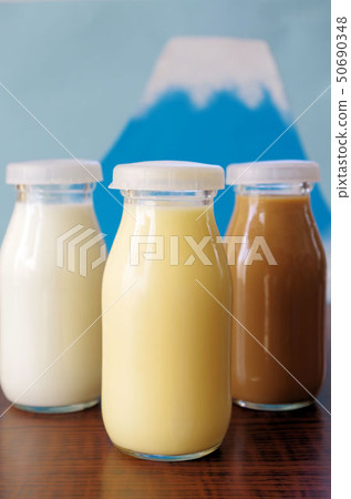 Milk and fruit milk and coffee milk 50690348