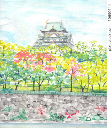 大阪城（水彩畫） 50690644