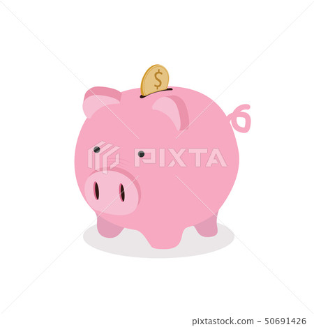 Piggy bank with coin vector Icon - Stock Illustration [50691426] - PIXTA