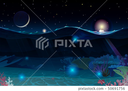 vector summer sea, ocean, underwater 50691756