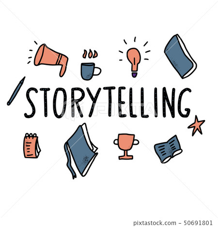 Storytelling Handwritten Vector Lettering. - Stock Illustration ...