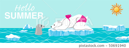 Polar Bear And Seal Summer Arctic Stock Illustration