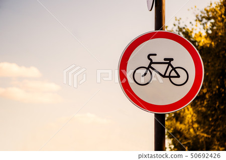 Photo of red road bike sign 50692426