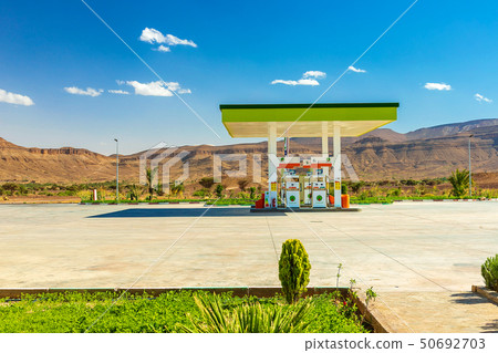 Green Gas Station in arid areas, in the desert, 50692703