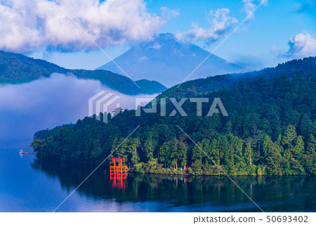 (神奈川縣)蘆之箱箱根神社鳥居和富士山清晨 (神奈川縣)蘆之箱箱根神社鳥居和富士山清晨 50693402
