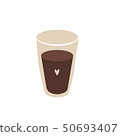 Glass of coffe with heart symbol. Flat design Glass of coffe with heart symbol. Flat design 50693407
