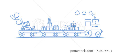 Train carries toys Gifts for holidays to children Train carries toys Gifts for holidays to children 50693605