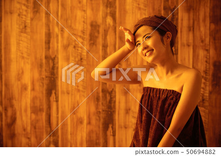 Sauna hot spring bathing break woman sweat Sauna hot spring bathing break woman sweat 50694882