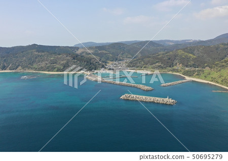 Port scenery aerial view of Miyanoura fishing port Port scenery aerial view of Miyanoura fishing port 50695279