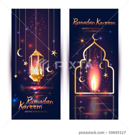 Ramadan Kareem islamic illustration with 3d cute lantern and star and moon. Banner set. Ramadan Kareem islamic illustration with 3d cute lantern and star and moon. Banner set. 50695527