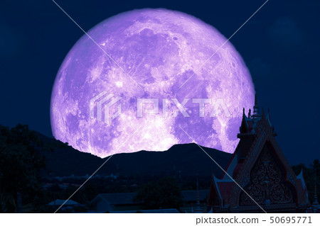 super moon back silhouette top gate of temple in super moon back silhouette top gate of temple in 50695771