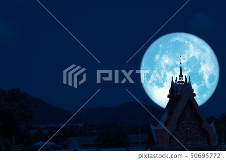 super moon back silhouette top gate of temple in super moon back silhouette top gate of temple in 50695772