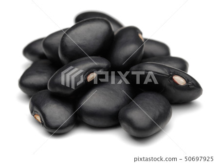 Black haricot beans isolated on white Black haricot beans isolated on white 50697925